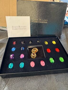Joan Rivers Gold-Tone Stud Earrings with Interchangeable Multicolor Stones